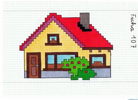 Домик по клеточкам для детей