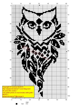 Монохромная вышивка крестом Сова