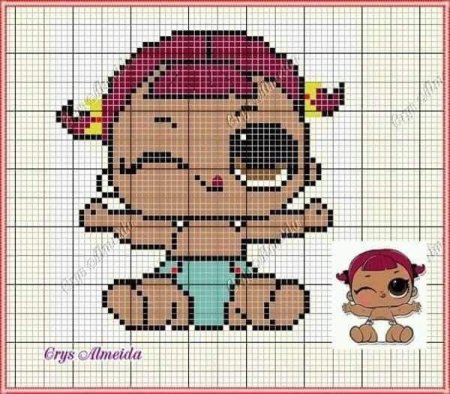 Кукла ЛОЛ крестиком