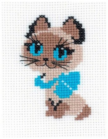 Вышивка котенка на варежке