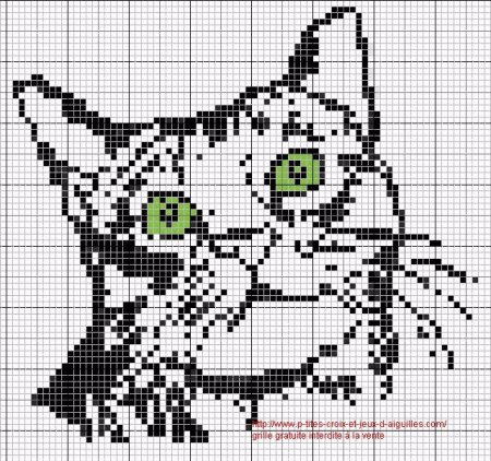Вышивка котика в клеточку