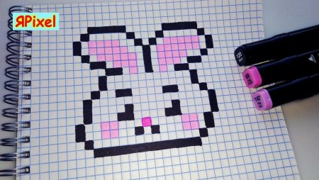 Как нарисовать зайца по клеточкам пиксель арт