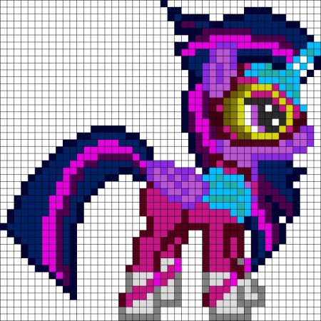 Рисование по клеточкам пони