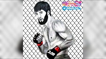 Портрет Хабиба Нурмагомедова карандашом