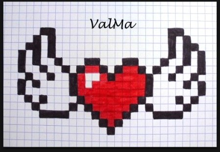 Рисунки по клеточкам сердечки