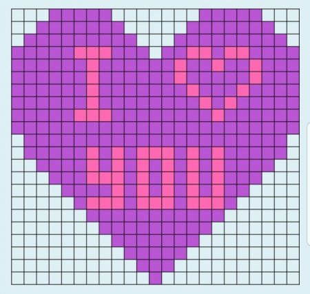 Сердечко по клеточкам в тетради легкие