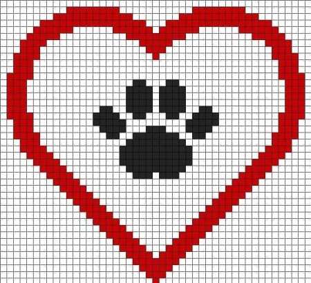 Сердце с крыльями по клеточкам