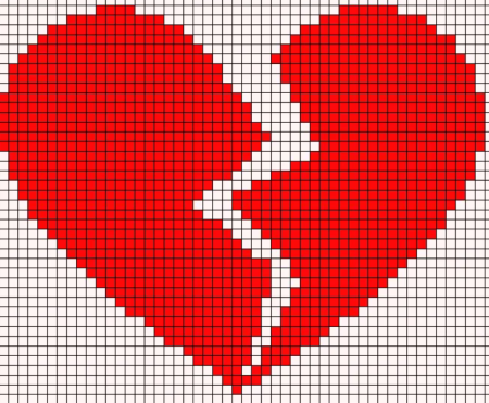 Сердце по клеточкам для вышивки