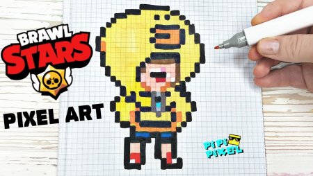 БРАВЛ старс по клеточкам пи пи пиксель Леон