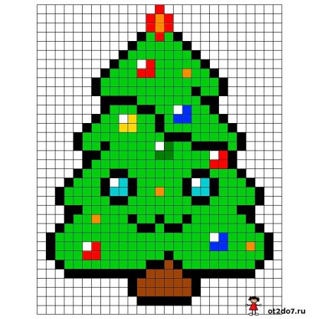 Новогодние рисунки в клеточку