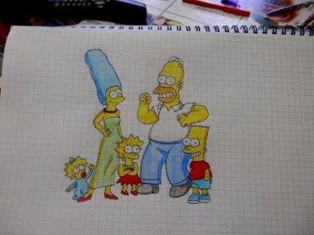 Барт симпсон по клеточкам в тетради