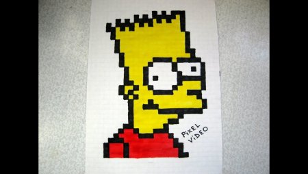 Рисунки по клеточкам барт симпсон