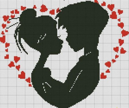 Черно-белая вышивка крестом