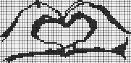 Сердечко руками по клеточкам