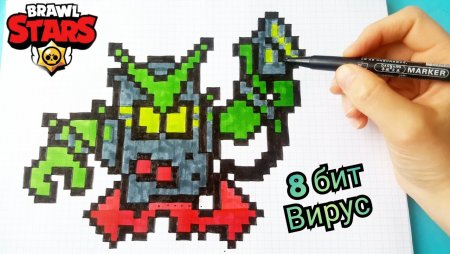 Рисунки по клеточкам из БРАВЛ старс 8 бит вирус