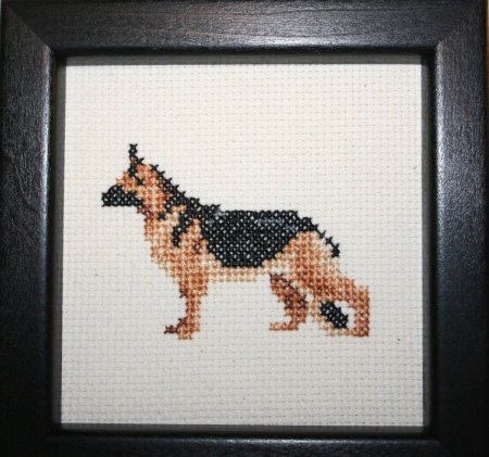 Вышивка крестиком собака овчарка