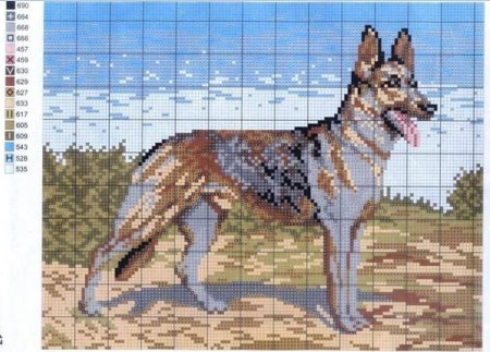 Вышивка крестом овчарка схема