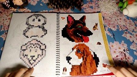 Рисунки по клеточкам в блокноте