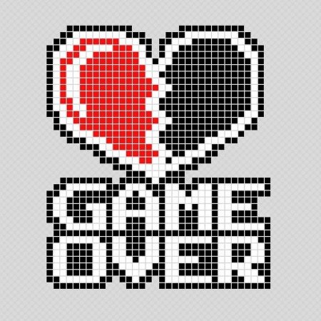 Разбитое сердце по клеточкам в тетради