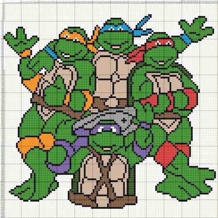 Черепашки ниндзя по клеткам