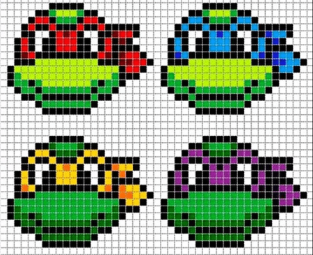 Черепашки ниндзя вышивка крестом схема