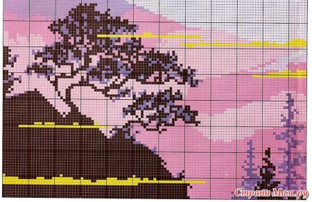 Монохромная вышивка крестом природа