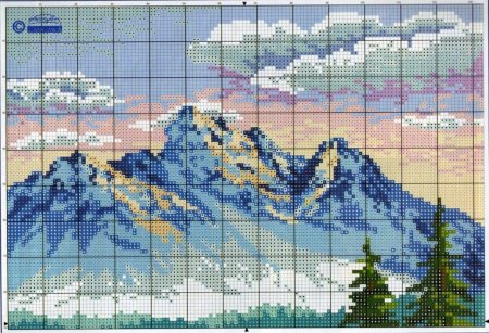 Вышивка крестиком горный пейзаж