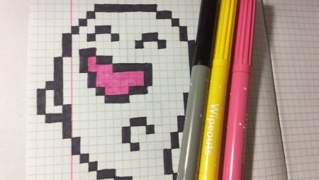 Рисование по клеточкам призрак