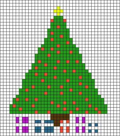 Рисование по клеточкам елка
