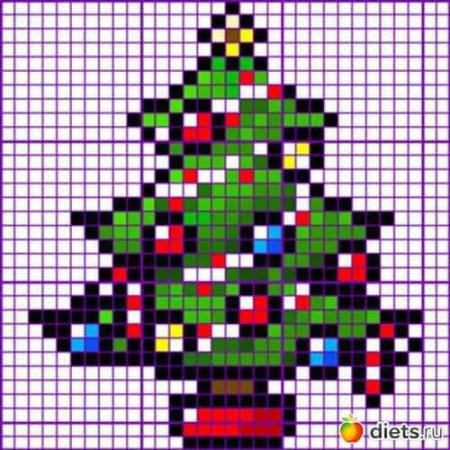 Рисование по клеточкам елочка