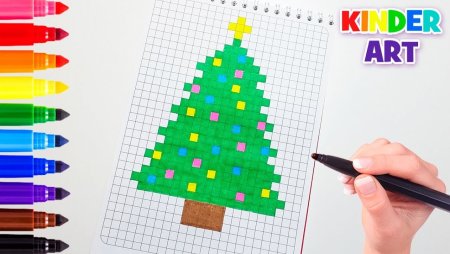 Рисование по клеточкам елочка
