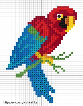 Попугай по клеточкам