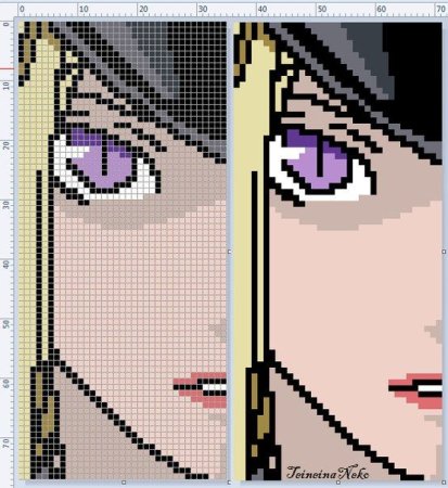 Аниме глаза по клеточкам