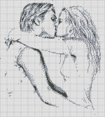 Монохромная вышивка пара