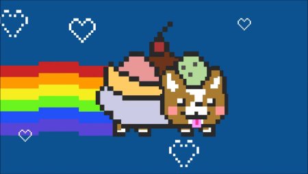 Котик на радуге по клеточкам