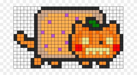 Рисунки по клеточкам котик с радугой