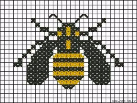 Вышивание крестиком пчелы