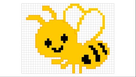 Пчела рисование по клеточкам