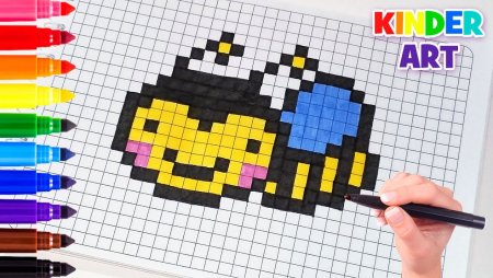 Пиксель арт на клеточках в тетради