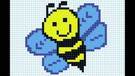 Пчела рисование по клеточкам