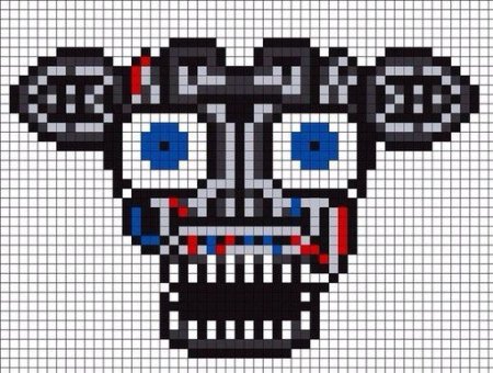 Рисование по клеточкам ФНАФ В тетради