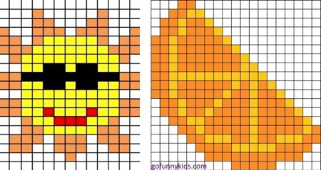 Солнышко по клеточкам в тетради