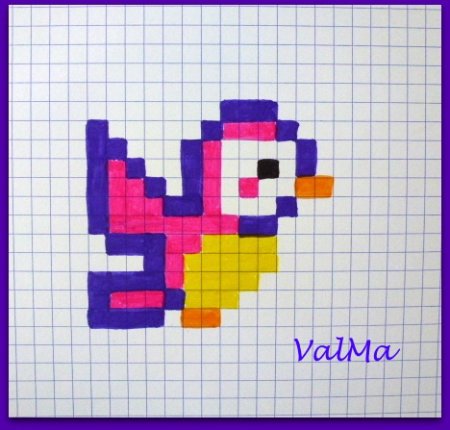 Маленький попугайчик по клеточкам