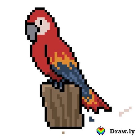 Попугай пиксель арт