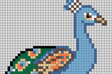 Птичка по клеточкам в тетради