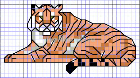 Рисунки по клеточкам тигр