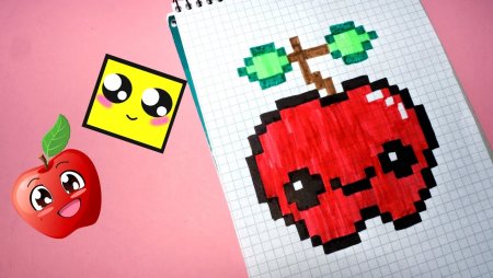 Кавайные рисунки по клеточкам