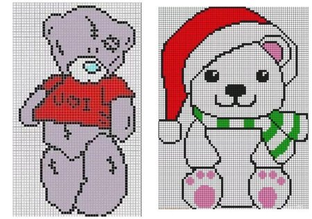 Новогодний мишка по клеточкам