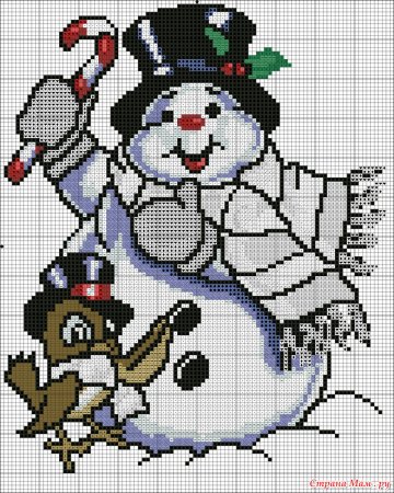 Вышивка Снеговик