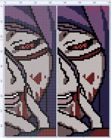 Рисунки по клеточкам сложные аниме